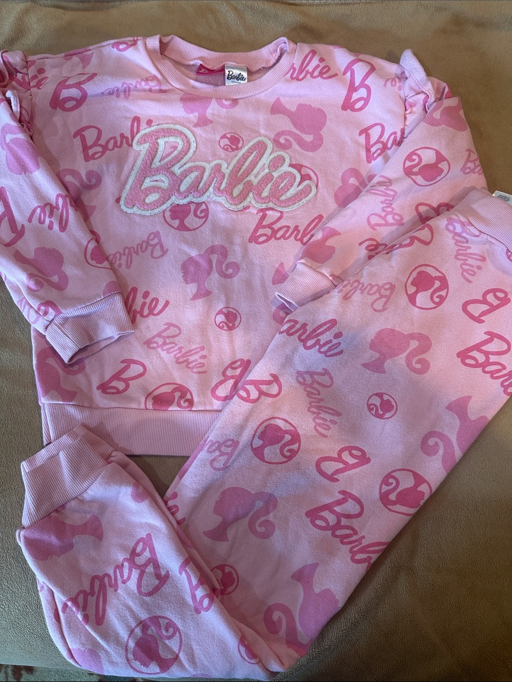 Barbie Pink Logo Allover Print Pajama Set
